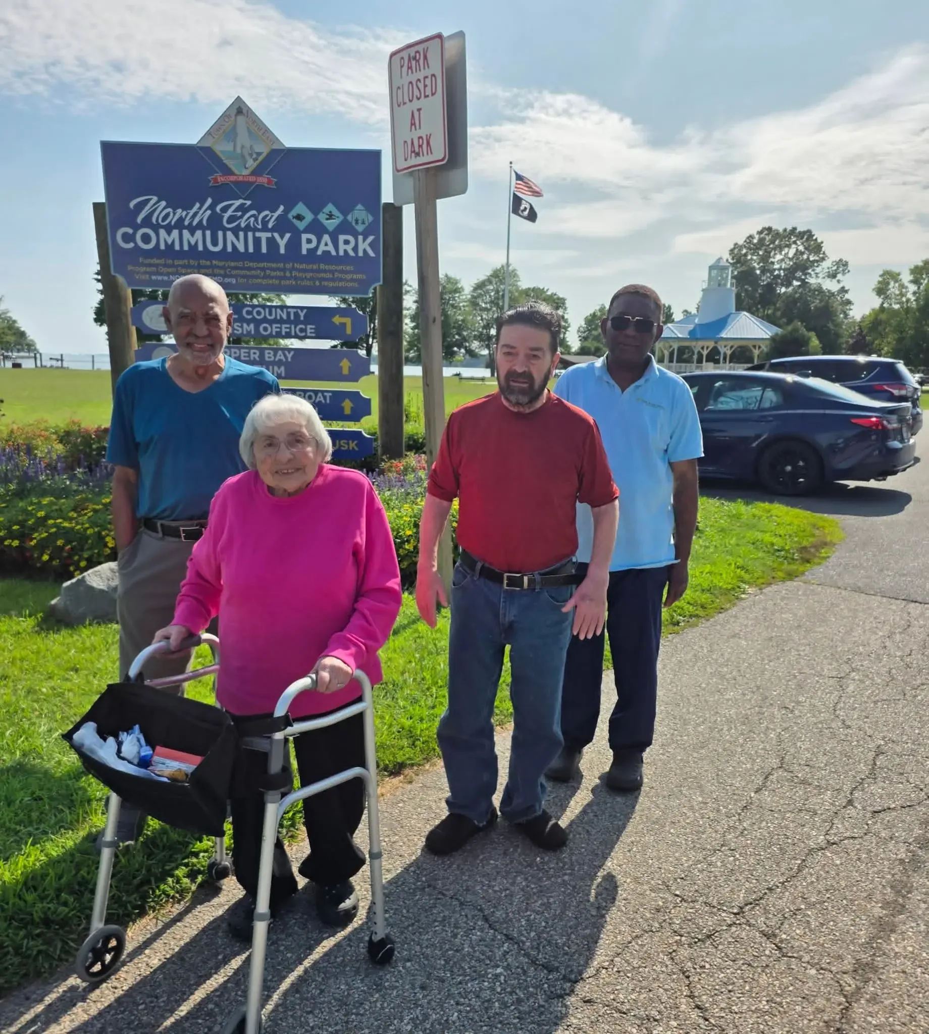 Assisted living residents enjoying an outdoor community activity